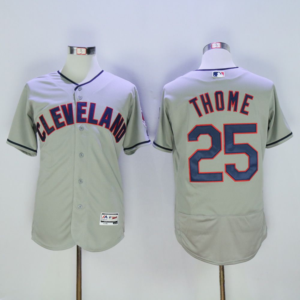 Men Cleveland Indians #25 Thome Grey MLB Jerseys